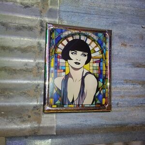 Flapper Girl Roaring 20's Stained Glass Style Framed Art Print By Neon Nicho
